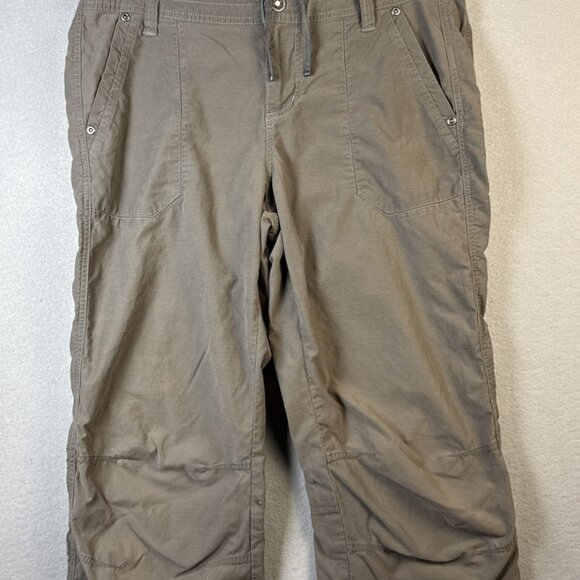 Kuhl Cargo Capri Pants Women’s Size 10 Grey Hiking‎ Stretch Floral Embroidery - Picture 1 of 16
